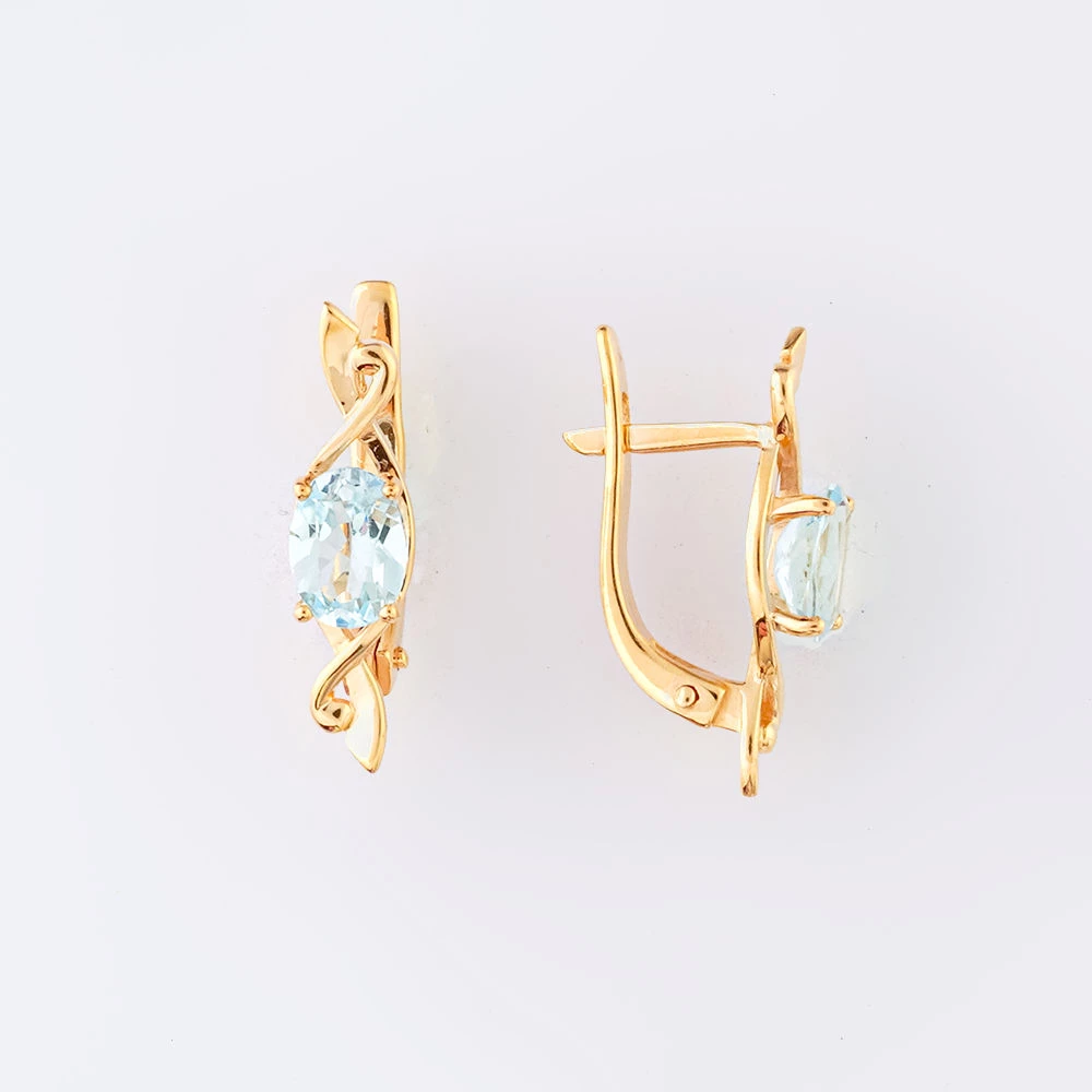 Серьги с топазом из красного золота 585 пробы