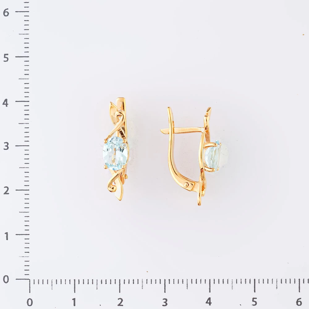 Серьги с топазом из красного золота 585 пробы