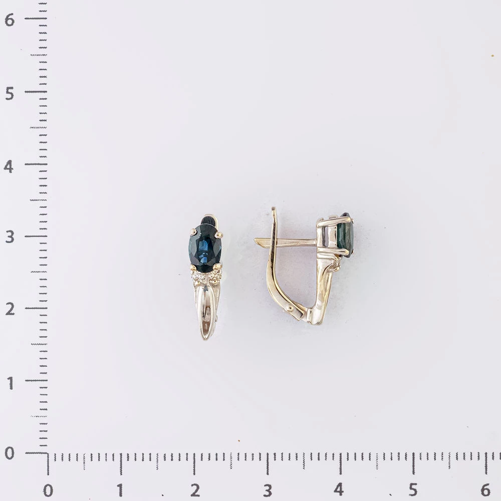 Серьги с сапфиром из белого золота 585 пробы