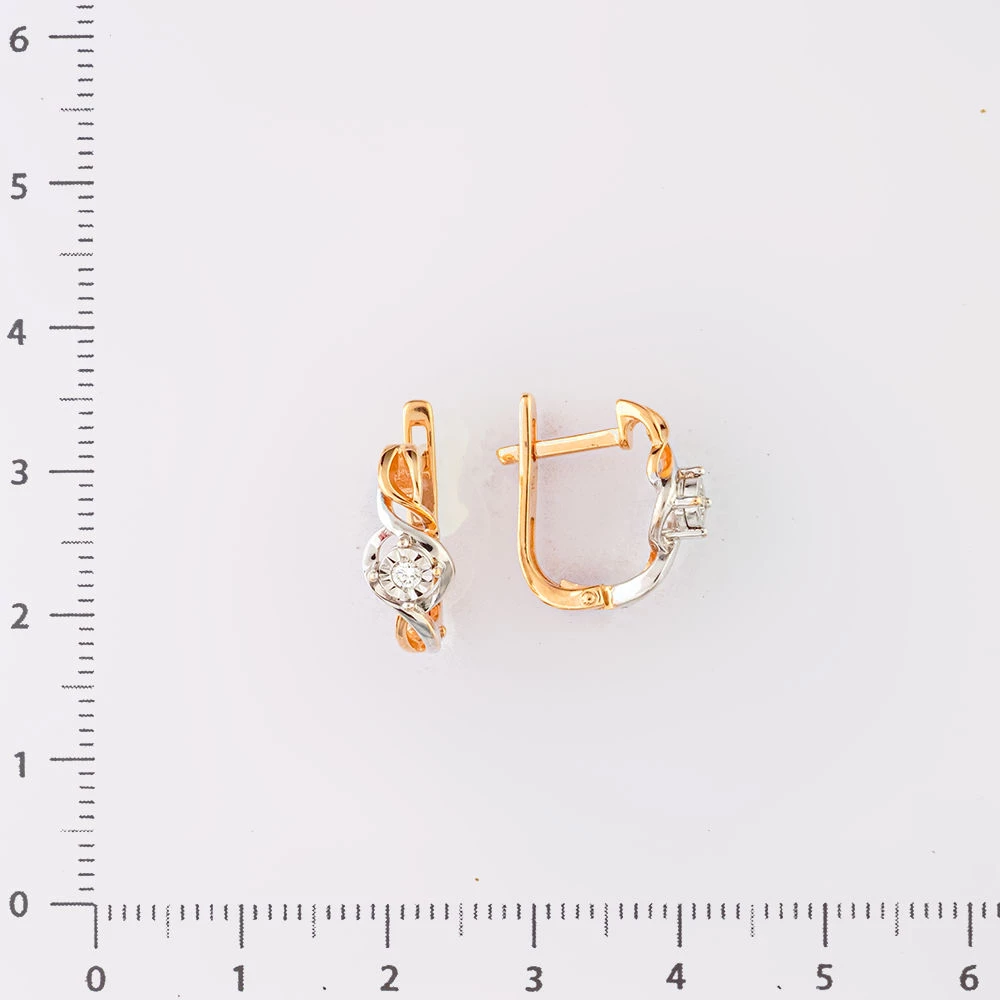 Серьги с бриллиантом из красного золота 585 пробы