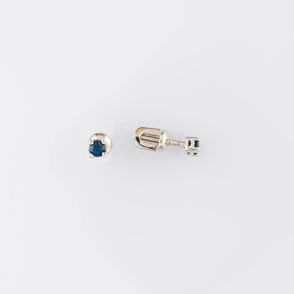 Серьги с сапфиром из белого золота 585 пробы