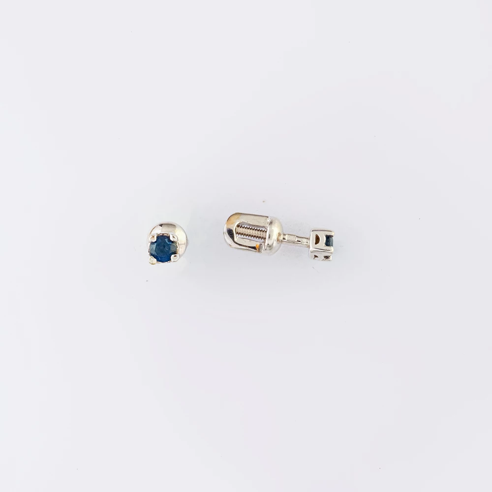 Серьги с сапфиром из белого золота 585 пробы