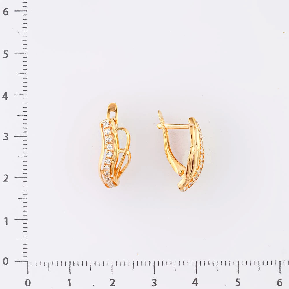 Серьги с фианитом из красного золота 585 пробы