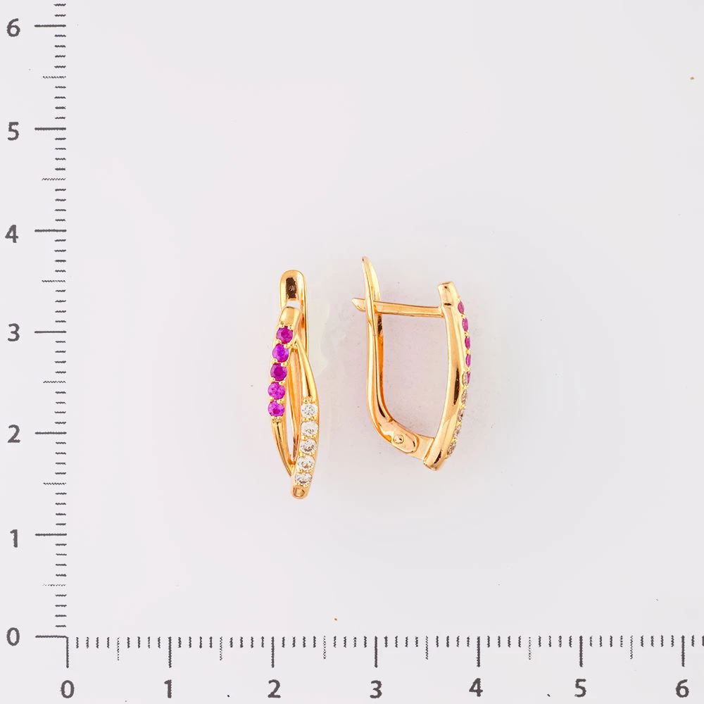 Серьги с рубином из красного золота 585 пробы