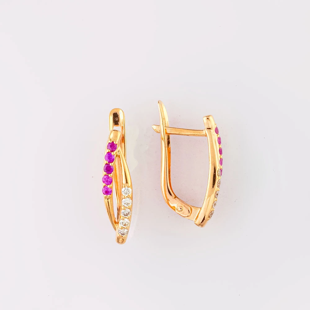 Серьги с рубином из красного золота 585 пробы