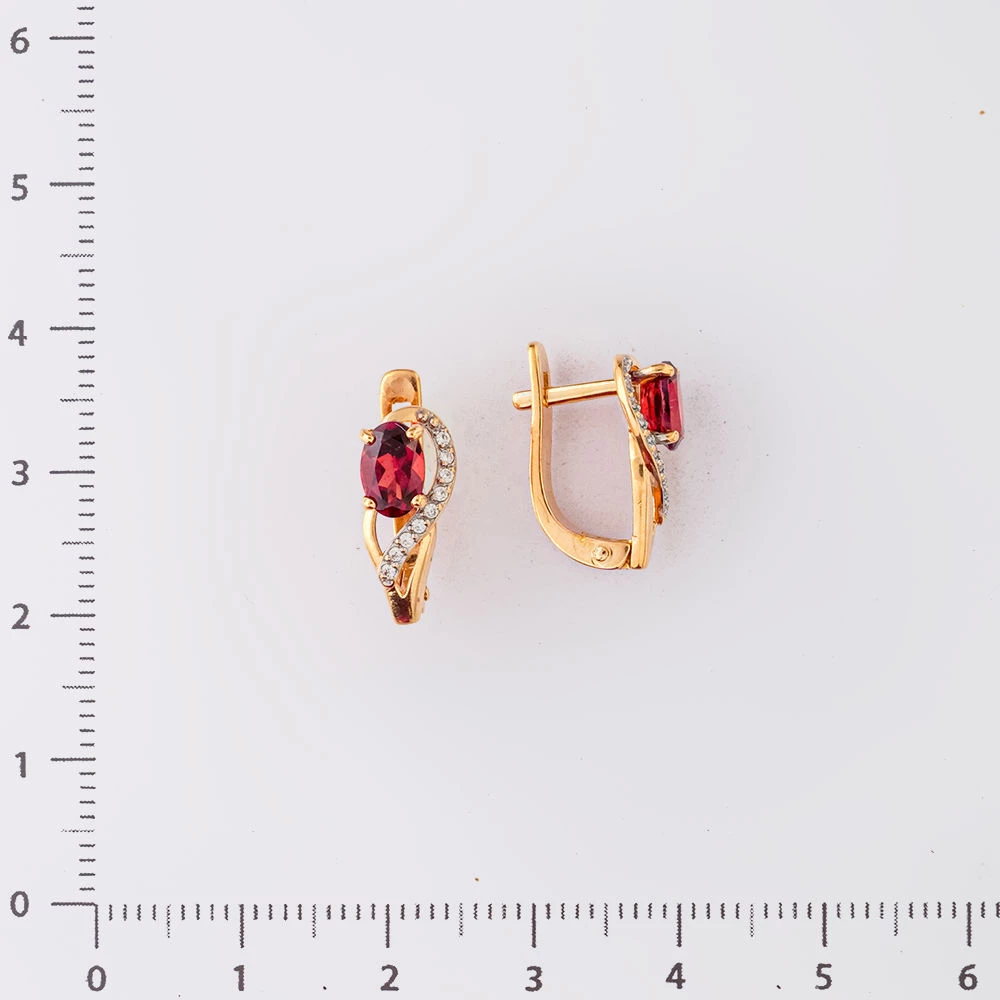 Серьги с гранатом из красного золота 585 пробы