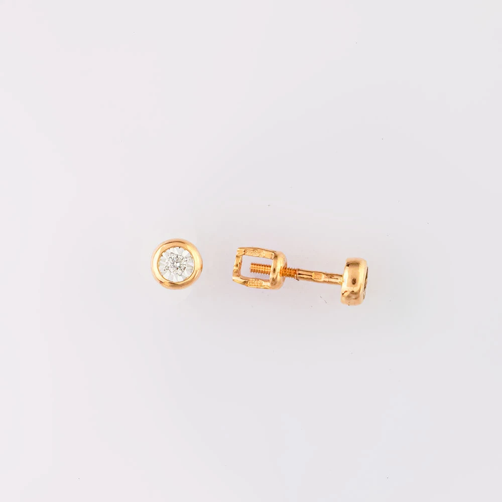 Серьги с бриллиантом из красного золота 585 пробы