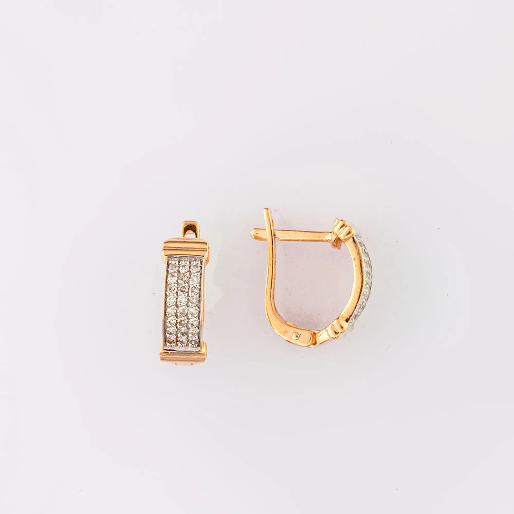 Серьги с бриллиантом из желтого золота 585 пробы