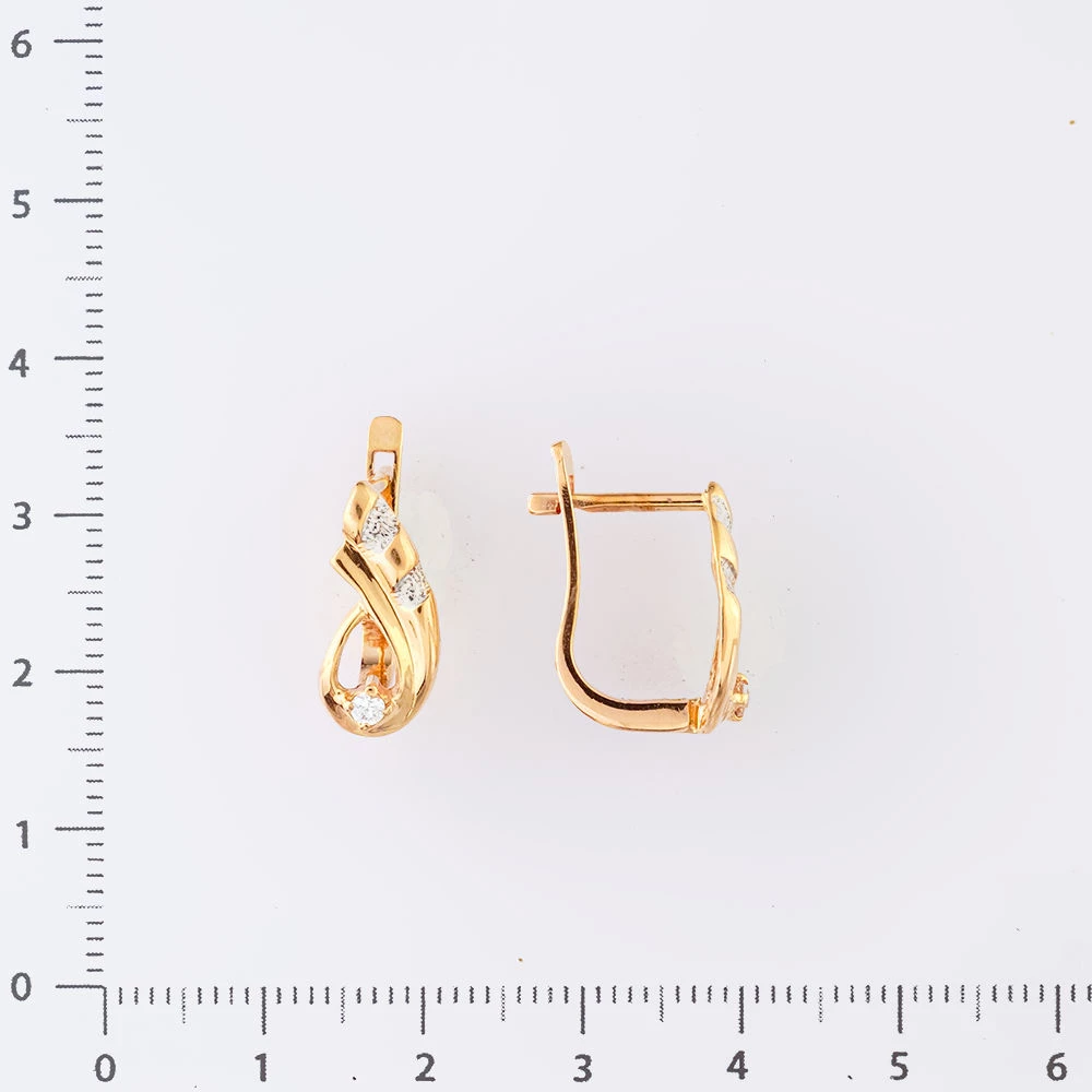 Серьги с фианитом из красного золота 585 пробы