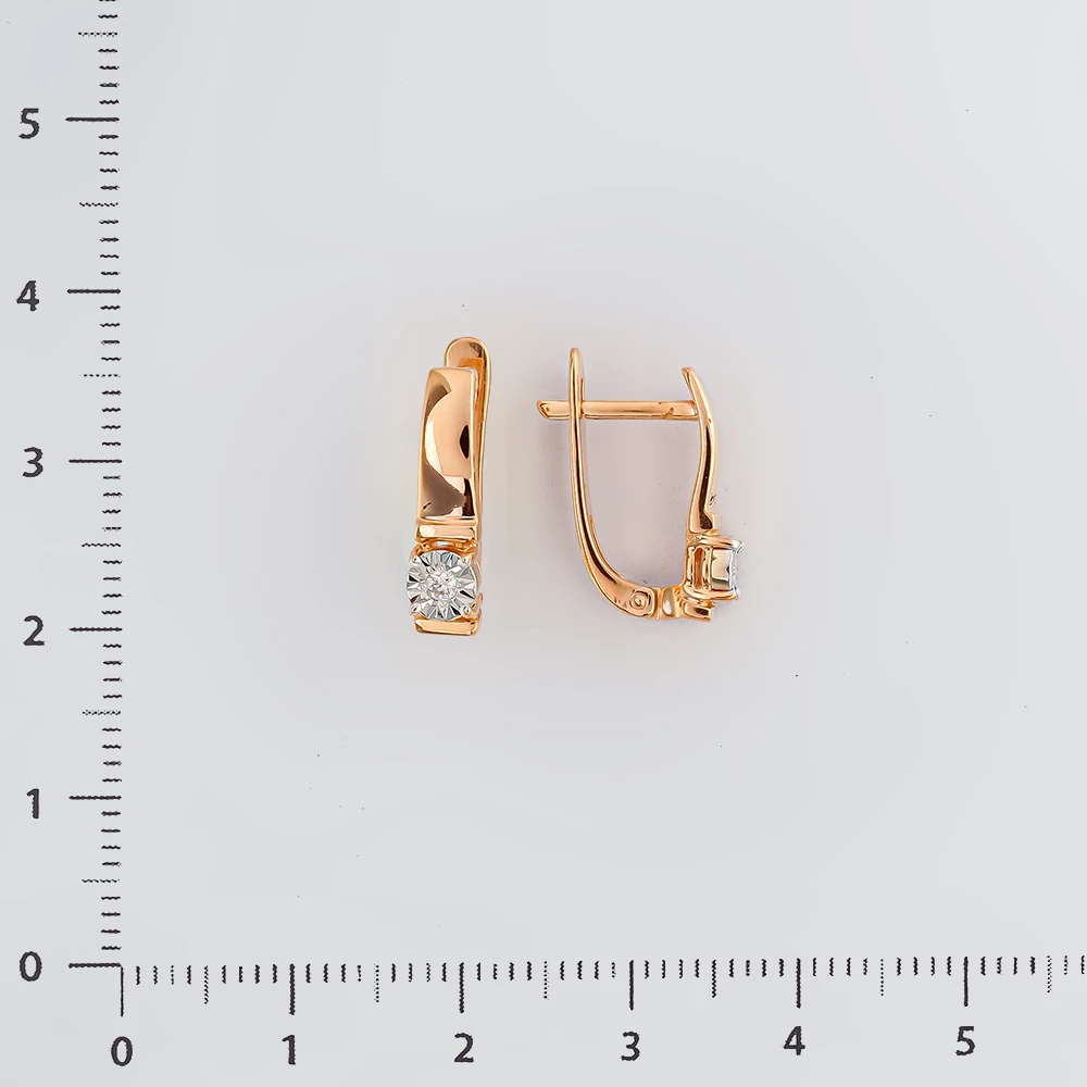 Серьги с бриллиантом из красного золота 585 пробы