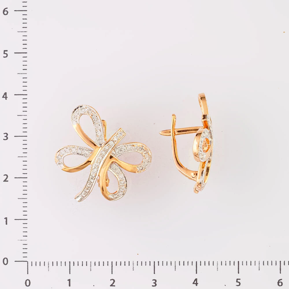 Серьги с бриллиантом из красного золота 585 пробы