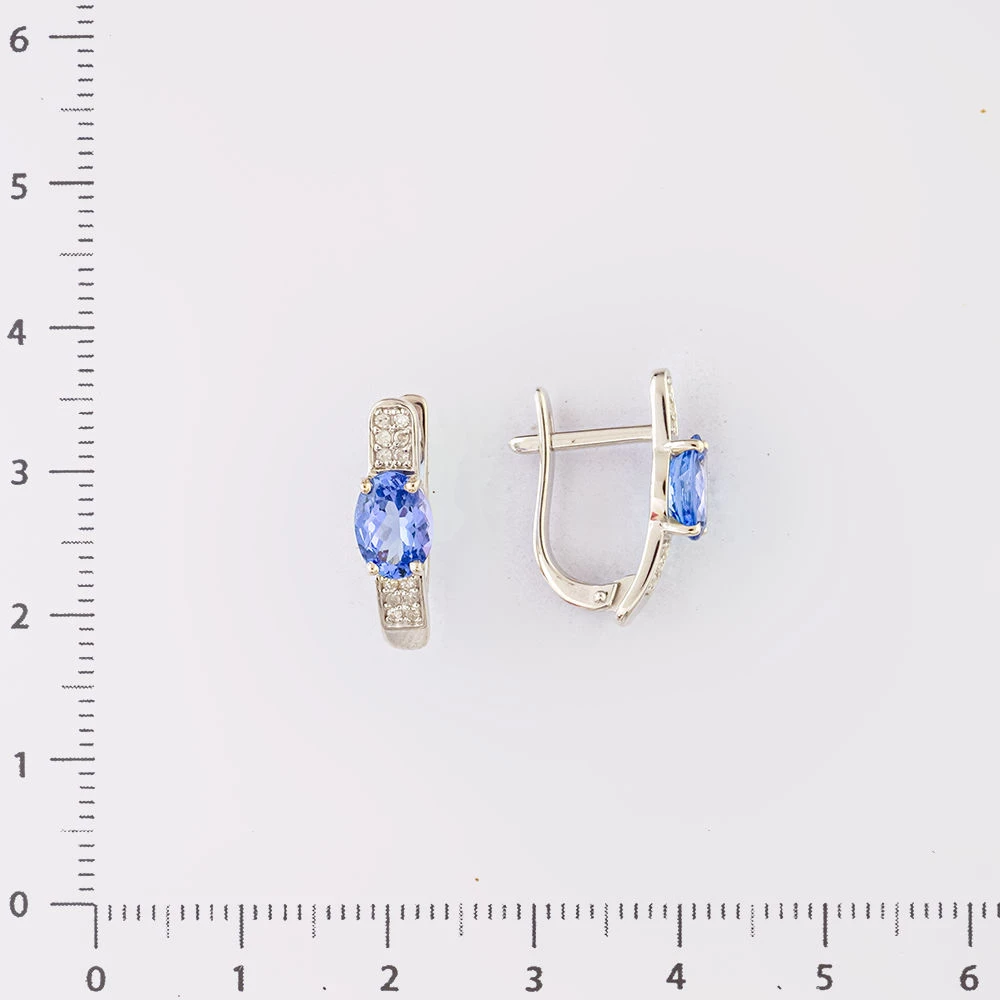 Серьги с танзанитом из белого золота 585 пробы