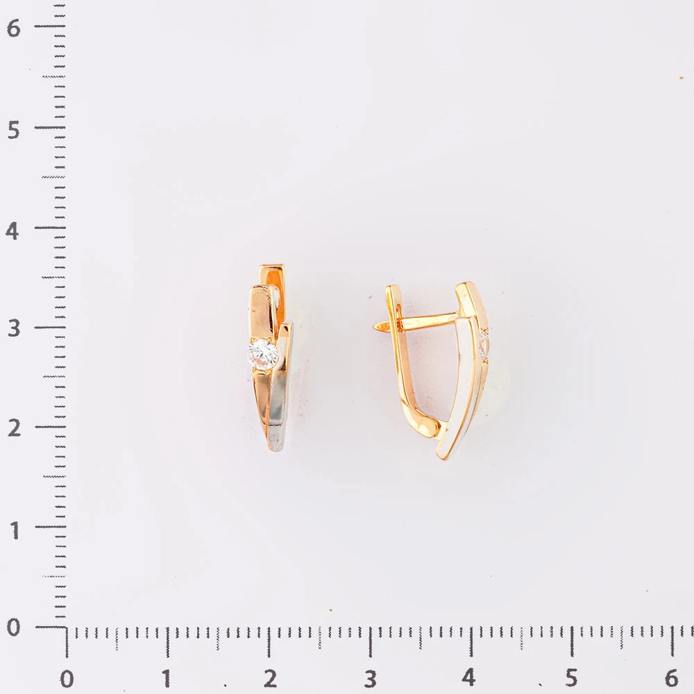 Серьги с фианитом из красного золота 585 пробы