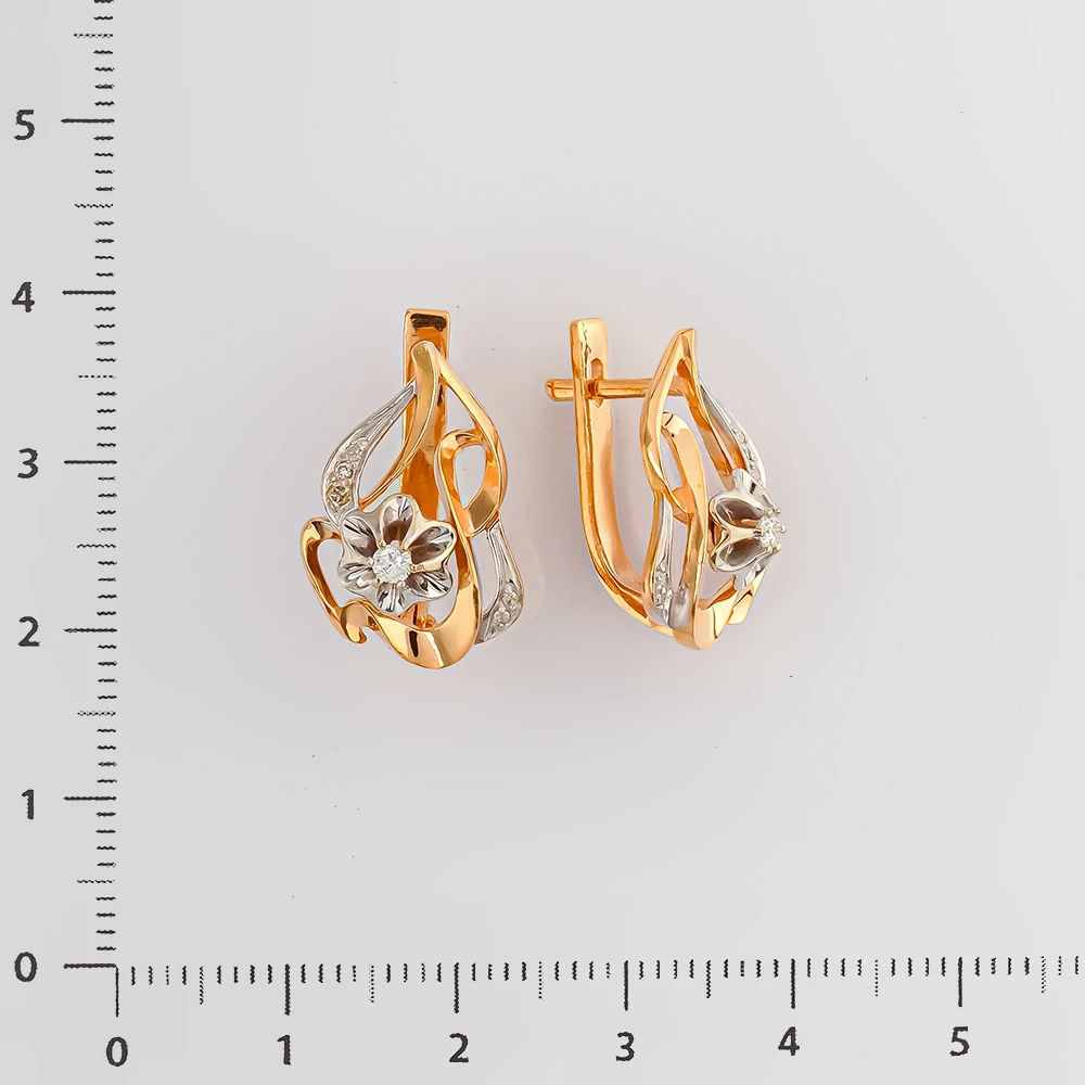 Серьги с бриллиантом из красного золота 585 пробы