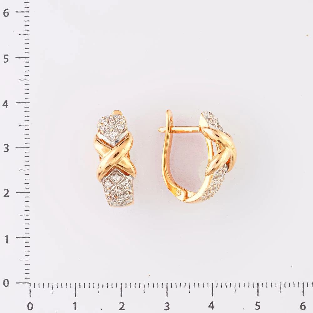 Серьги с фианитом из красного золота 585 пробы