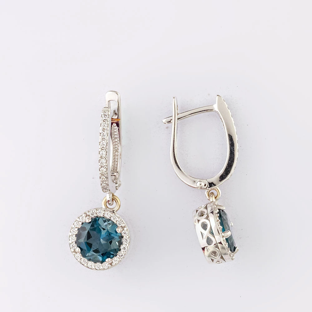 Серьги с топазом лондон из белого золота 585 пробы