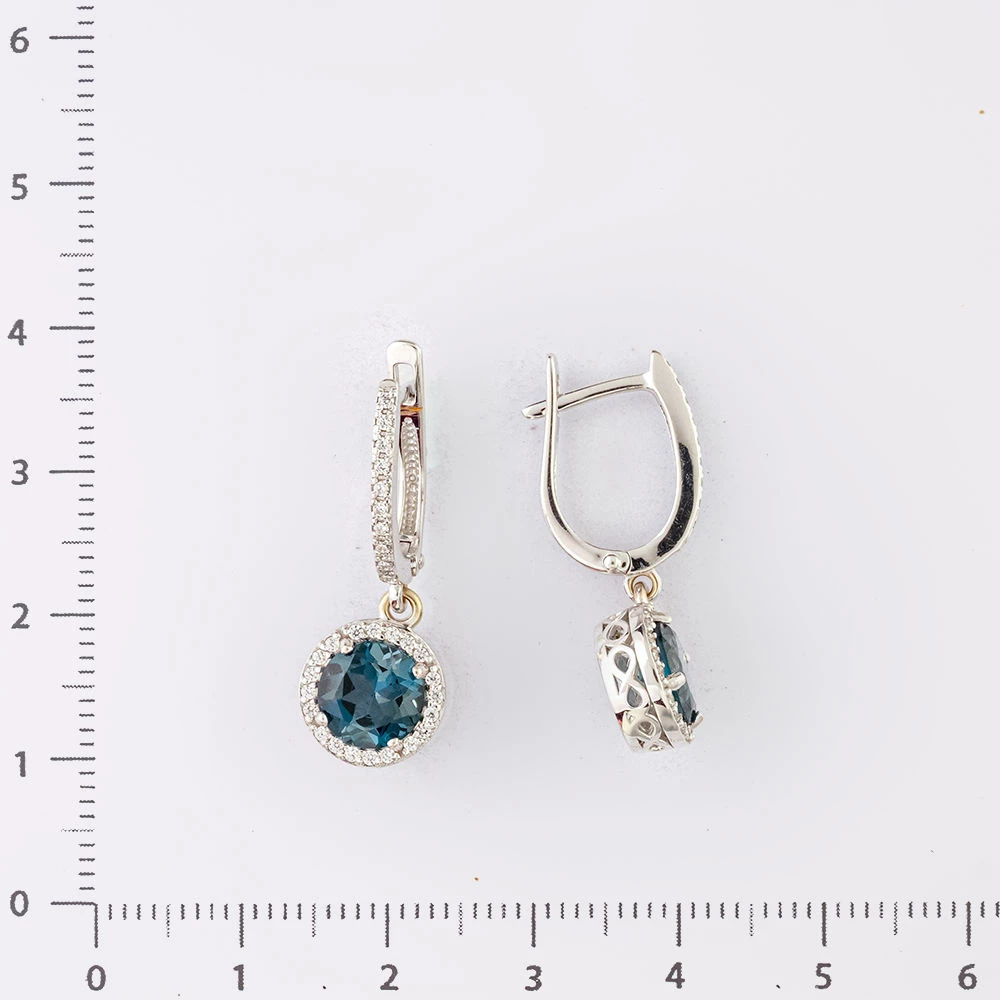 Серьги с топазом лондон из белого золота 585 пробы