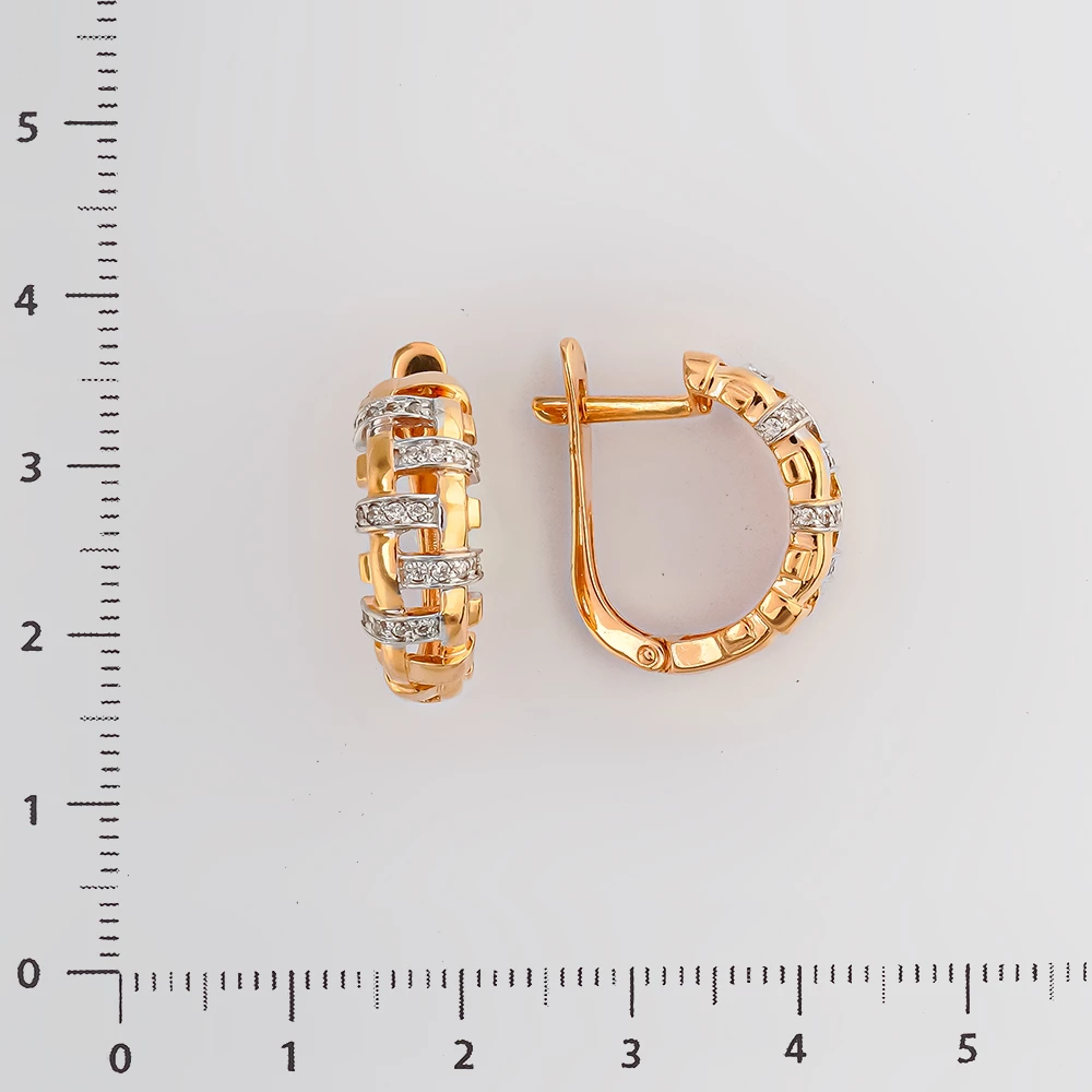 Серьги с фианитом из красного золота 585 пробы