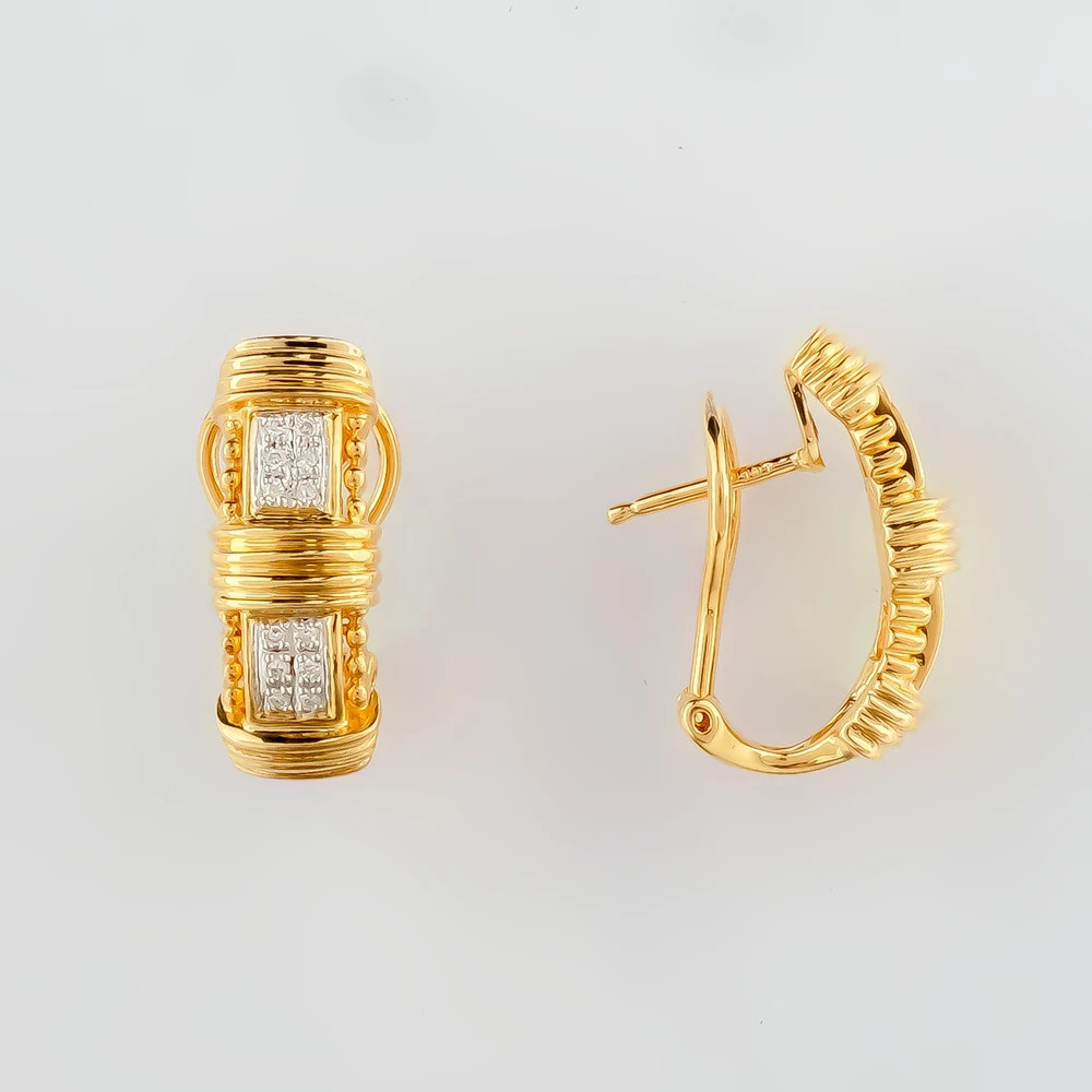 Серьги с бриллиантом из желтого золота 585 пробы