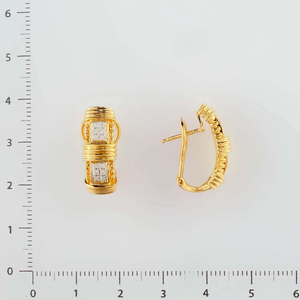 Серьги с бриллиантом из желтого золота 585 пробы