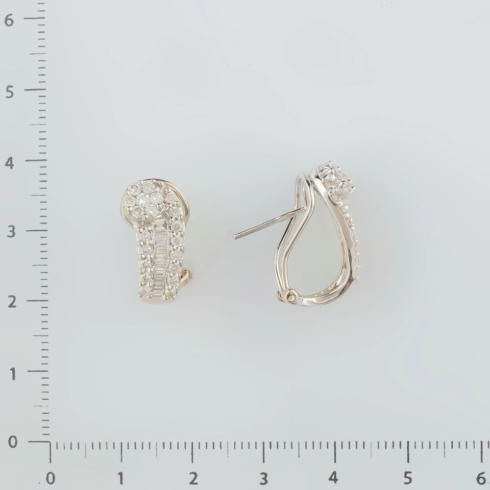 Серьги с бриллиантом из белого золота 585 пробы