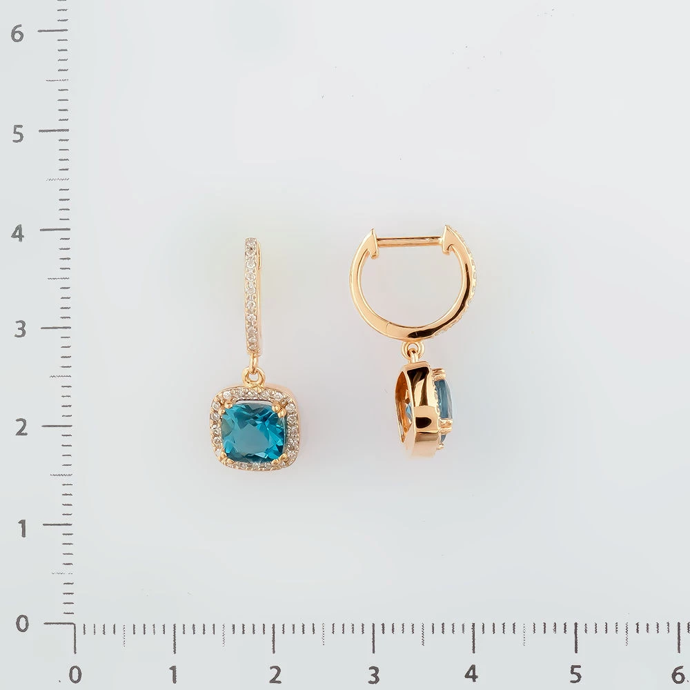 Серьги с топазом из красного золота 585 пробы