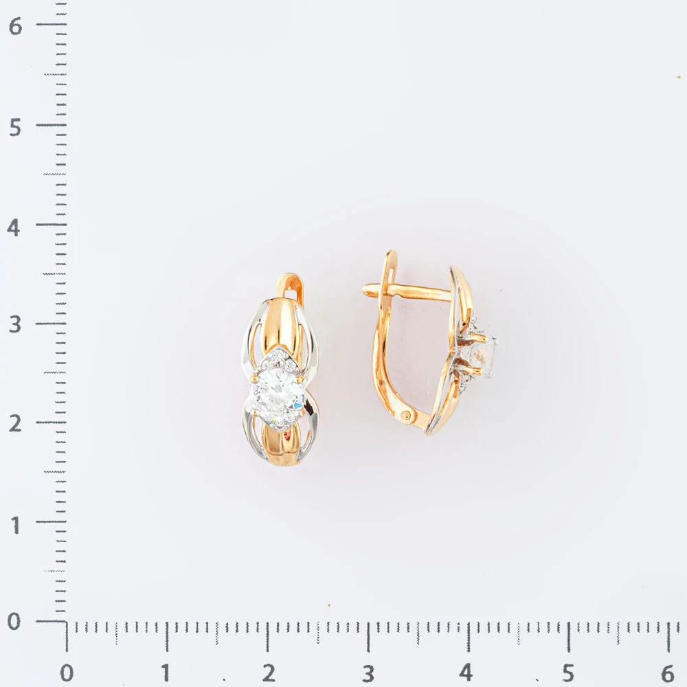 Серьги с фианитом из красного золота 585 пробы