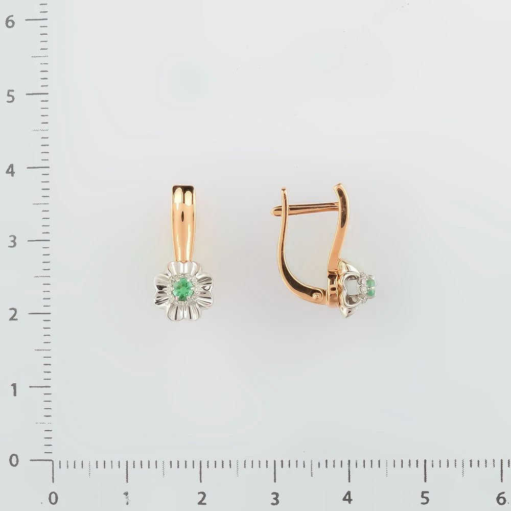 Серьги с изумрудом из красного золота 585 пробы