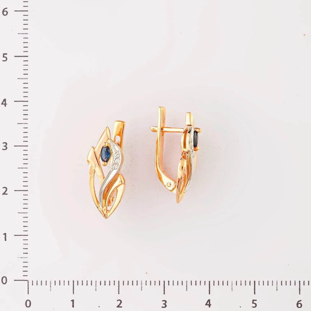 Серьги с сапфиром из красного золота 585 пробы