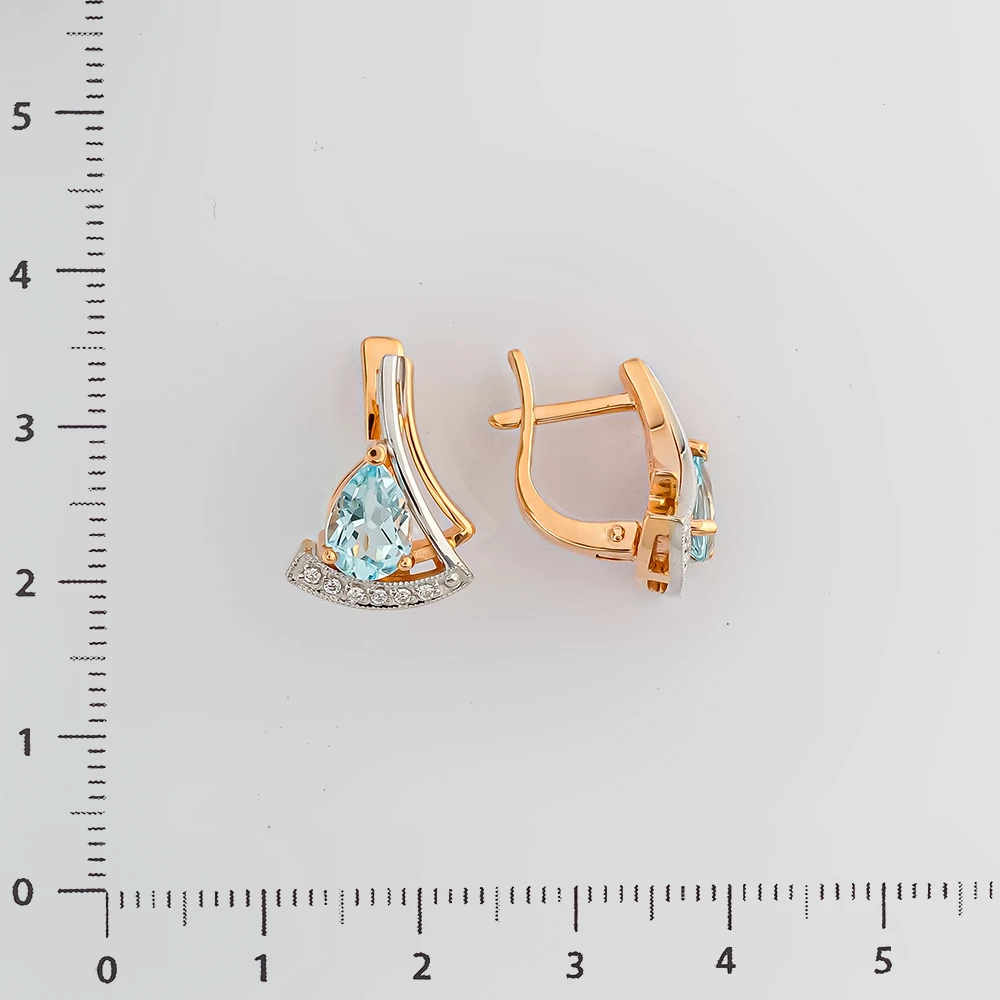 Серьги с топазом из красного золота 585 пробы