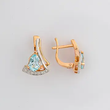 Серьги с топазом из красного золота 585 пробы