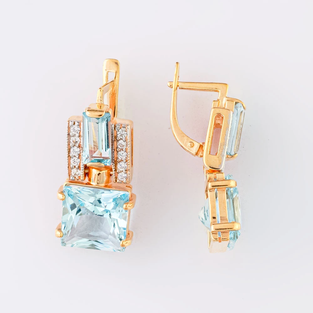 Серьги с топазом из красного золота 585 пробы