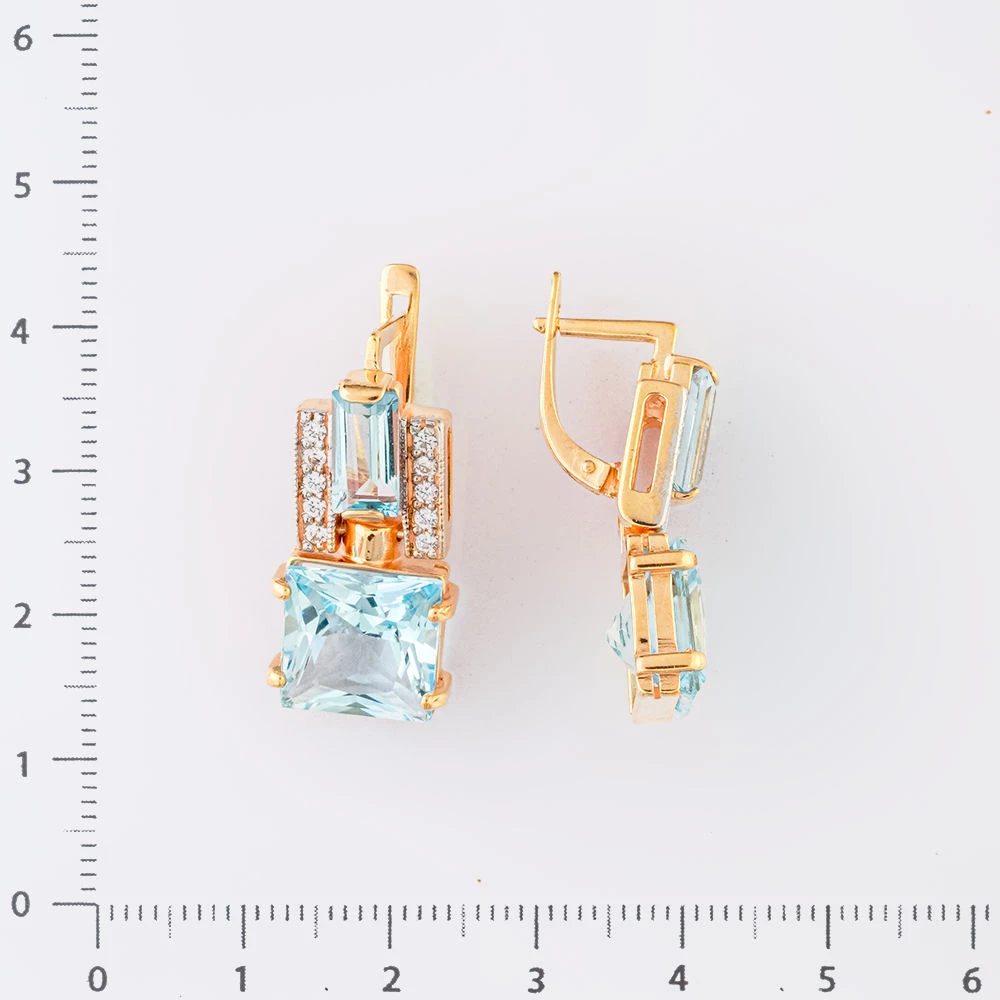 Серьги с топазом из красного золота 585 пробы