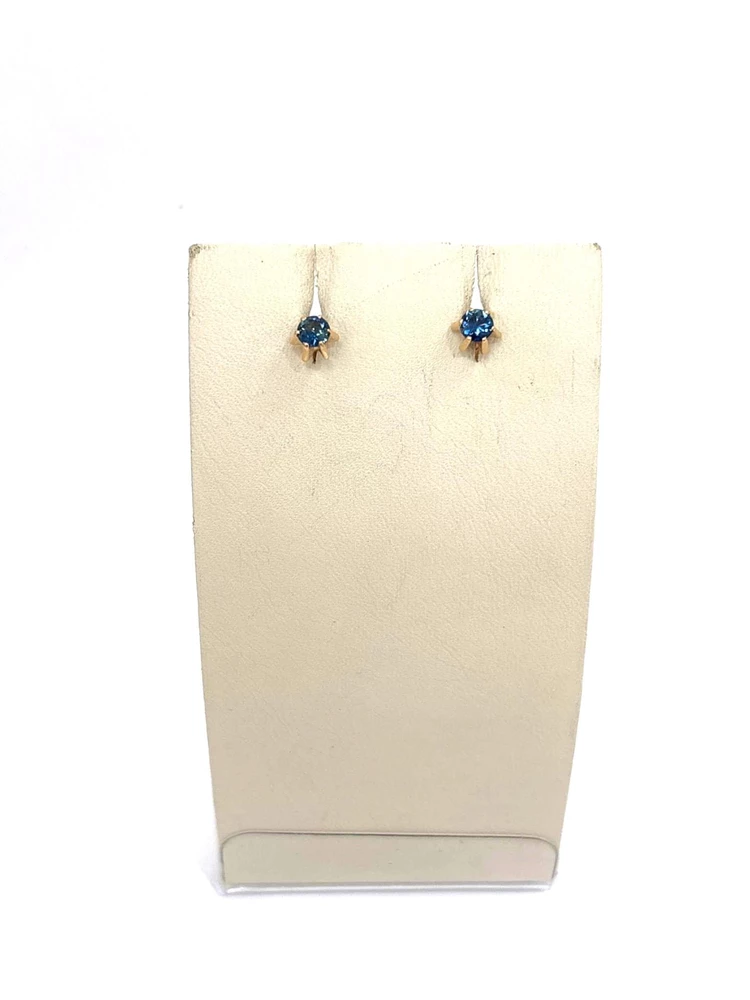 Серьги с сапфиром синтетическим из красного золота 585 пробы