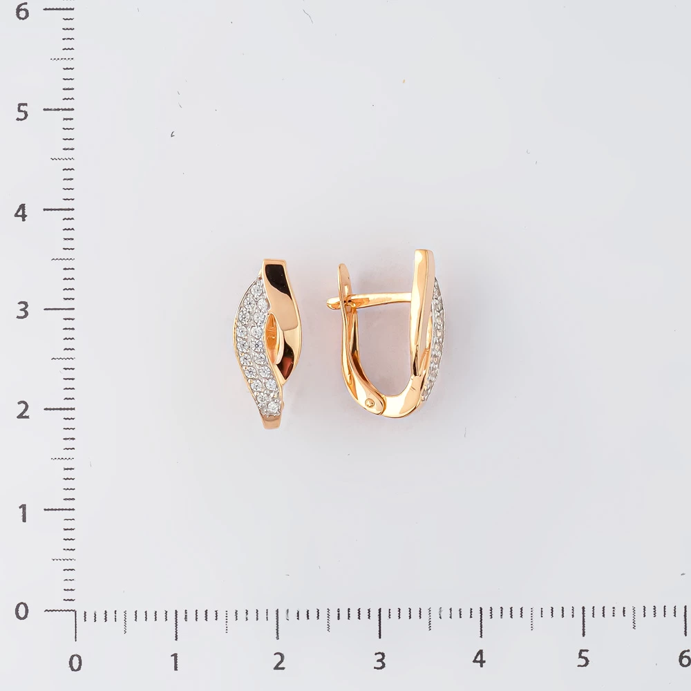 Серьги с фианитом из красного золота 585 пробы