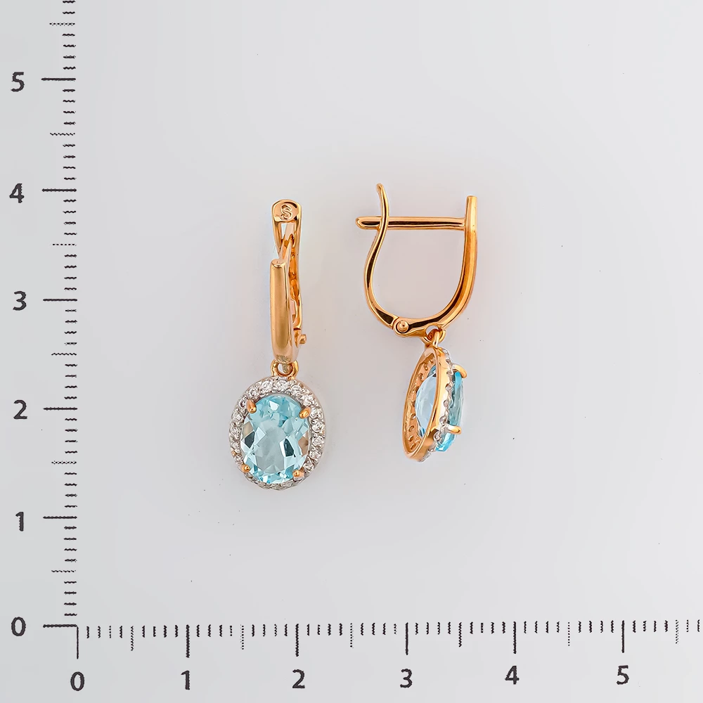 Серьги с топазом из красного золота 585 пробы