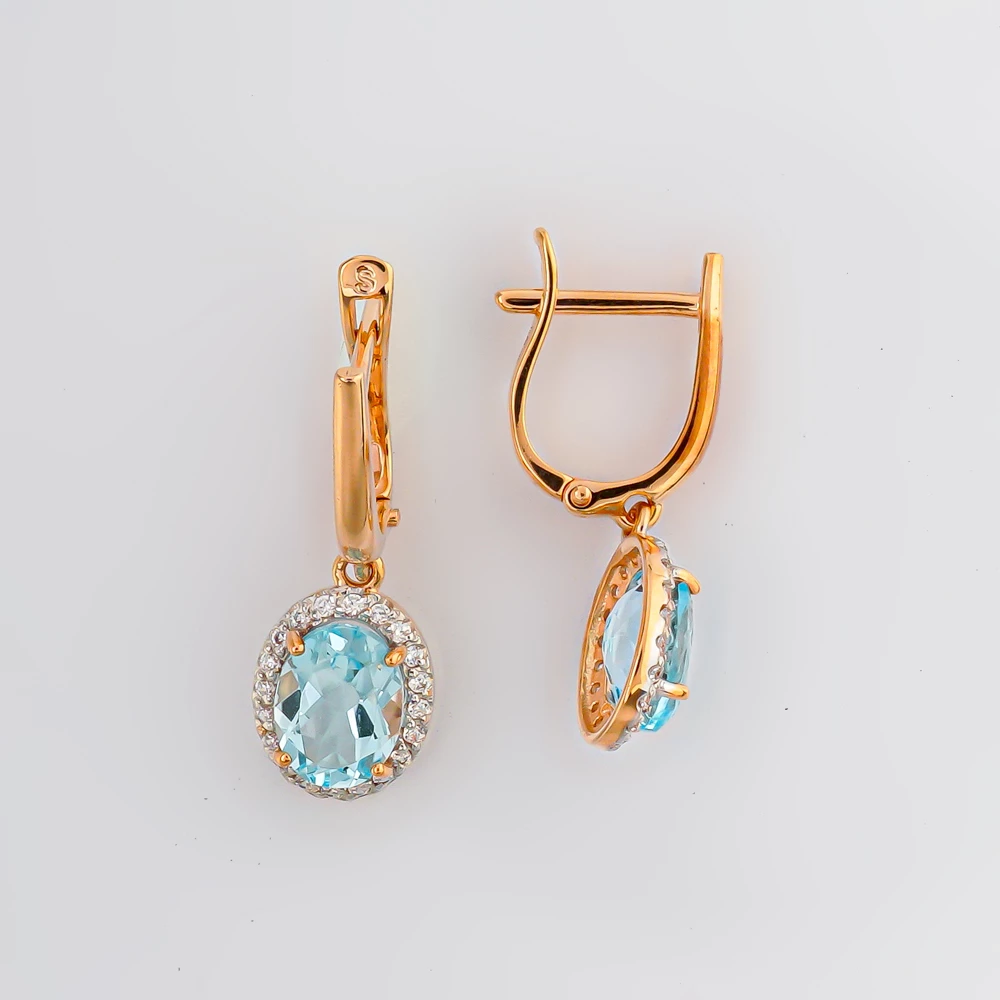 Серьги с топазом из красного золота 585 пробы