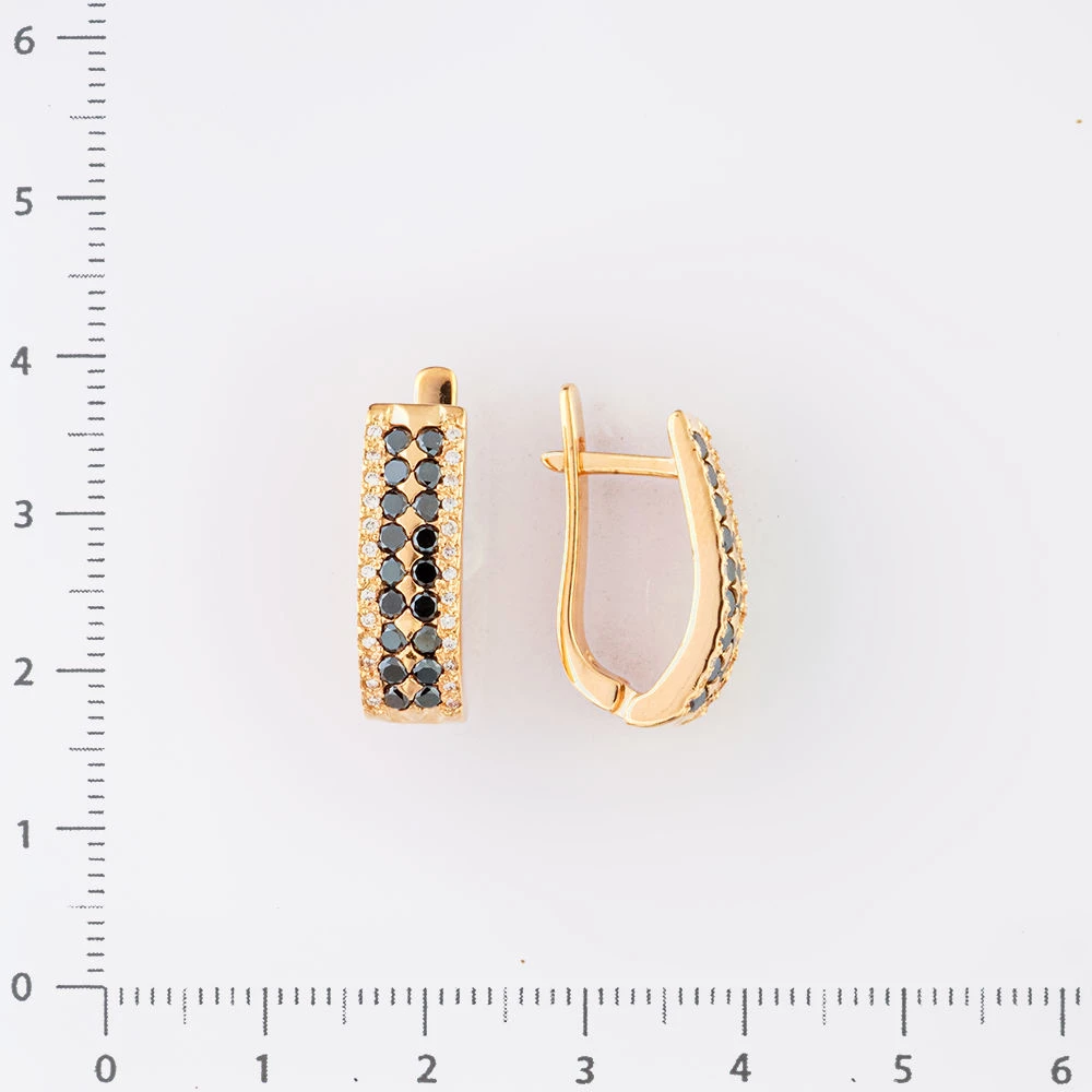 Серьги с бриллиантом из красного золота 585 пробы