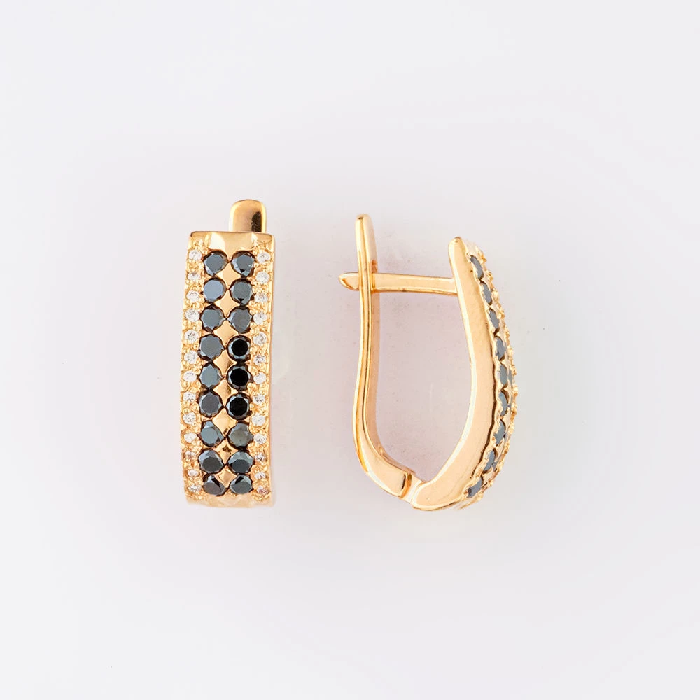 Серьги с бриллиантом из красного золота 585 пробы