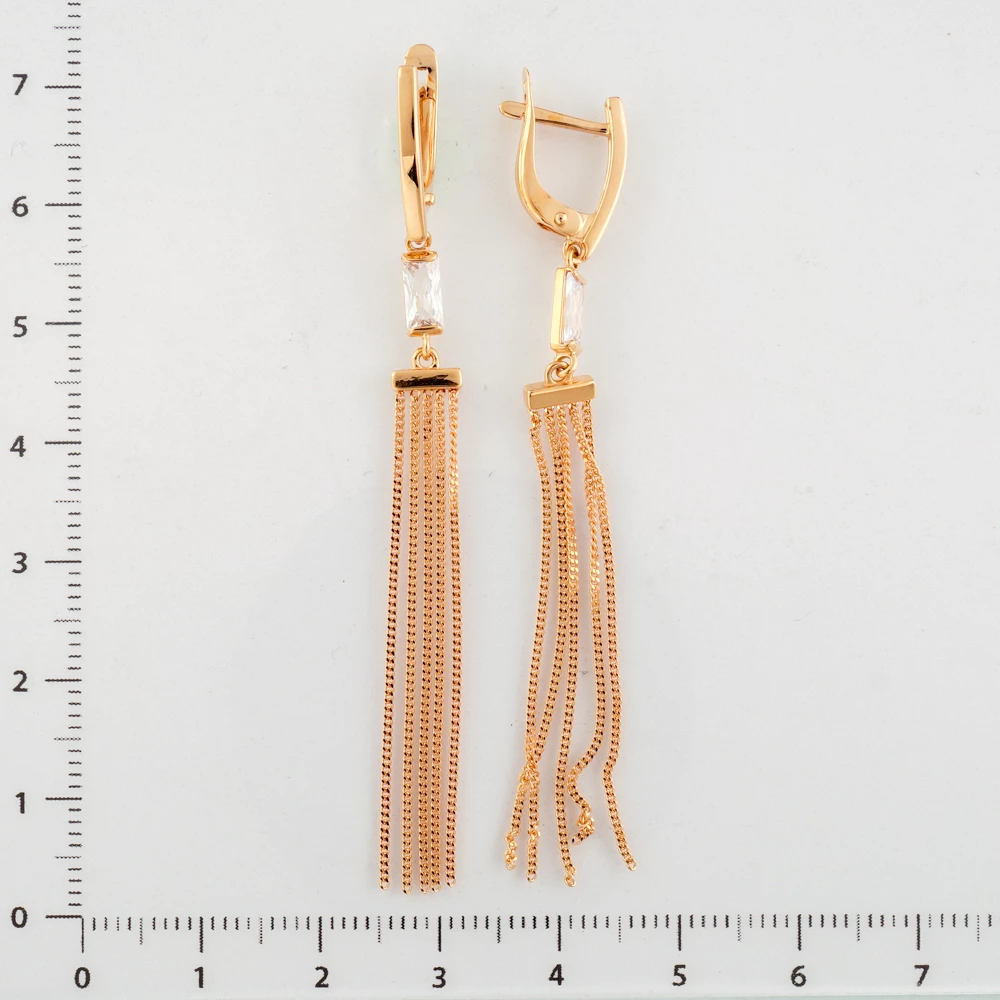 Серьги с фианитом из красного золота 585 пробы