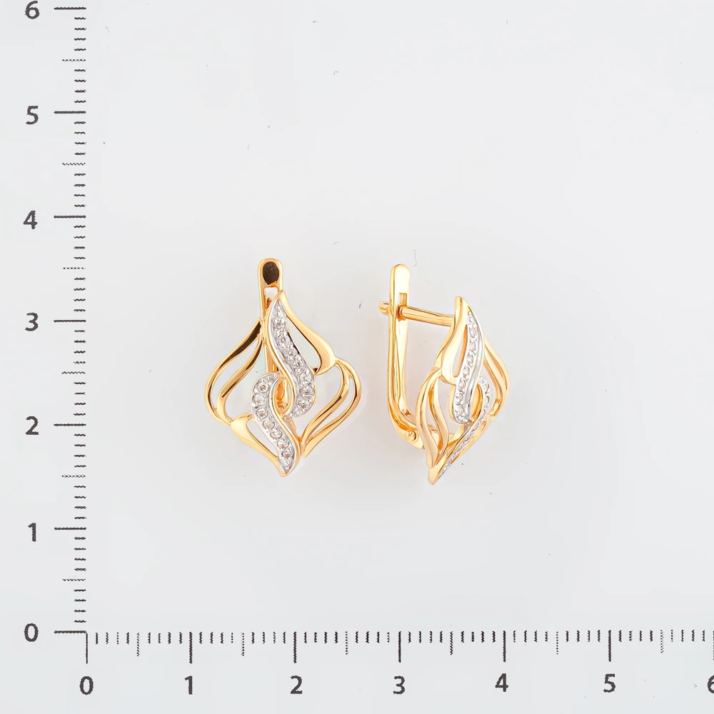 Серьги с фианитом из красного золота 585 пробы