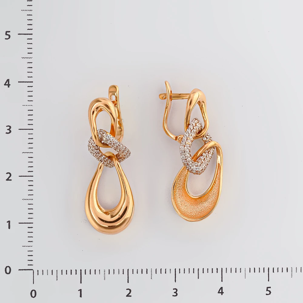 Серьги с фианитом из красного золота 585 пробы