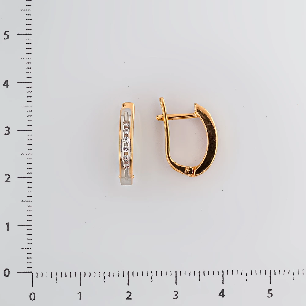 Серьги с фианитом из красного золота 585 пробы