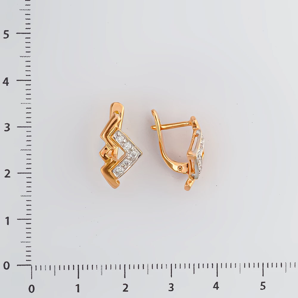 Серьги с фианитом из красного золота 585 пробы