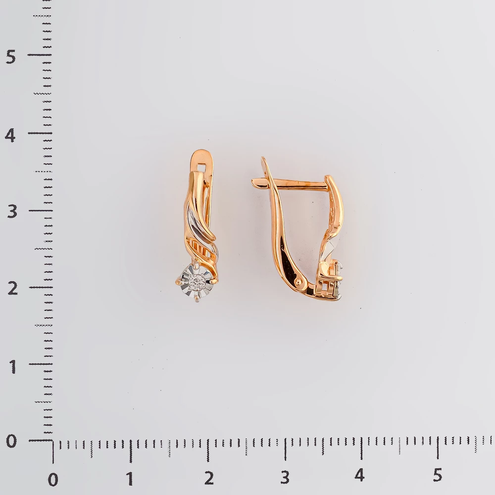 Серьги с бриллиантом из красного золота 585 пробы