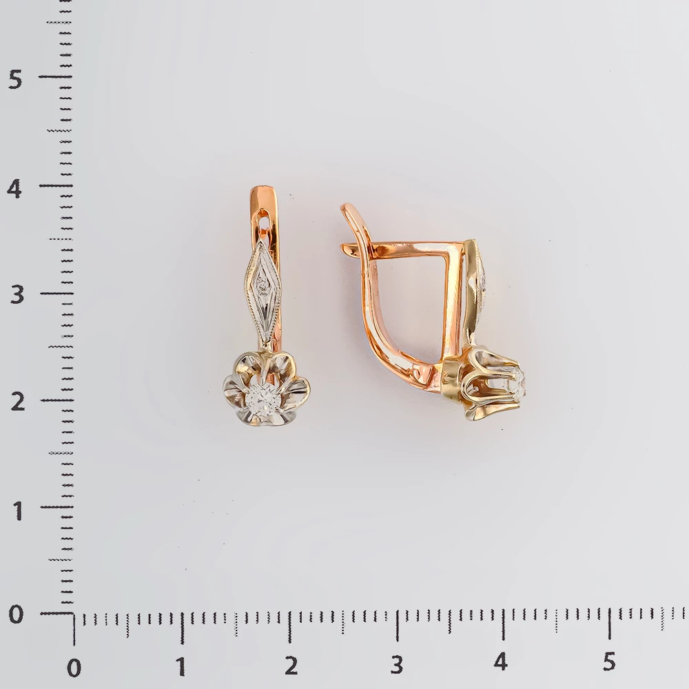 Серьги с бриллиантом из красного золота 585 пробы