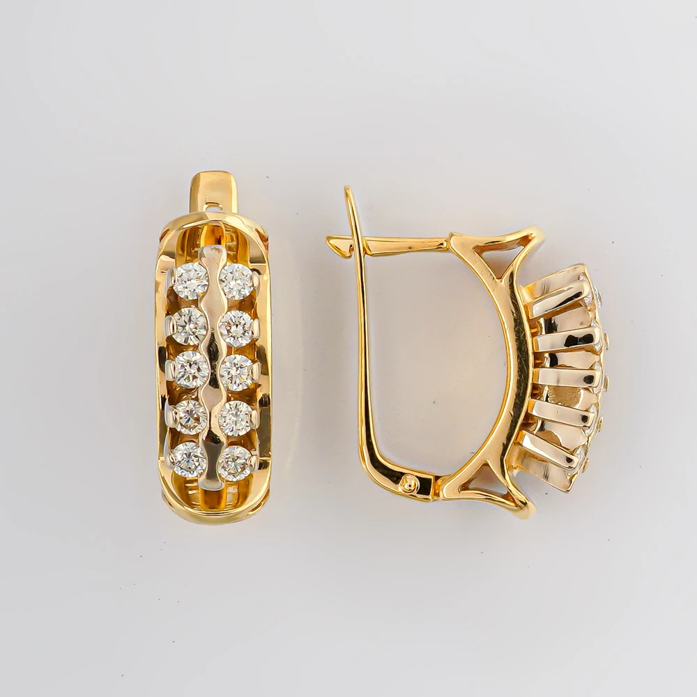 Серьги с бриллиантом из желтого золота 585 пробы