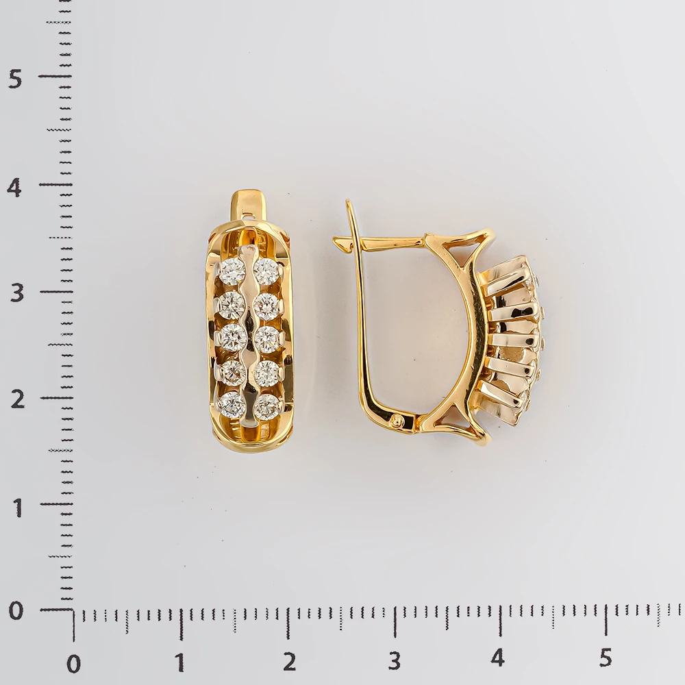 Серьги с бриллиантом из желтого золота 585 пробы