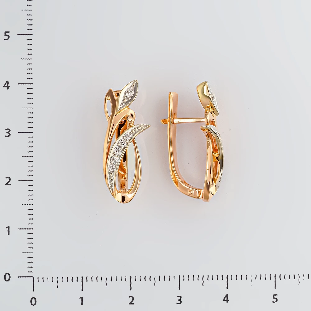 Серьги с бриллиантом из красного золота 585 пробы