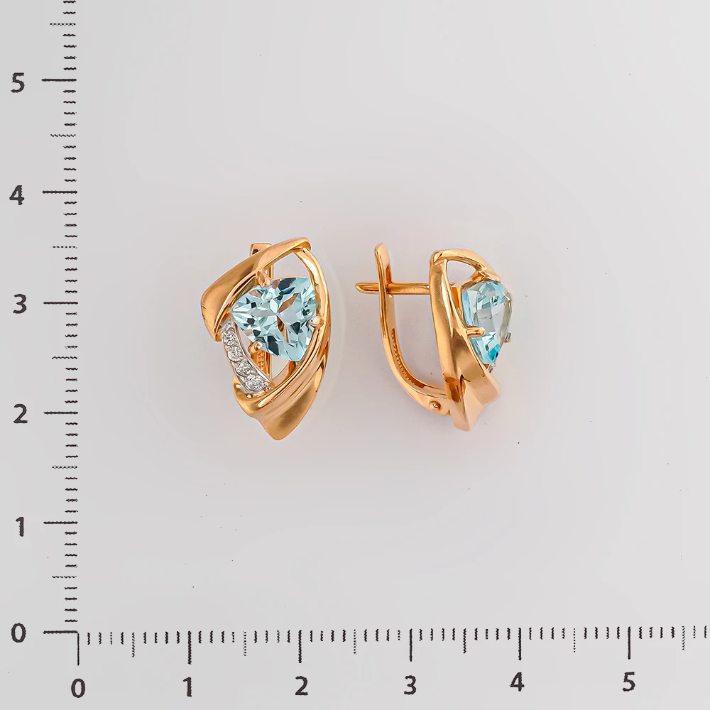 Серьги с топазом из красного золота 585 пробы
